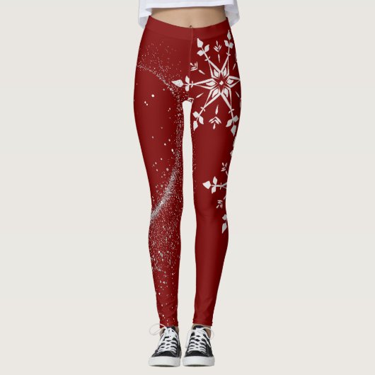 Stijlvolle kerstrode leggings . (Voorkant)