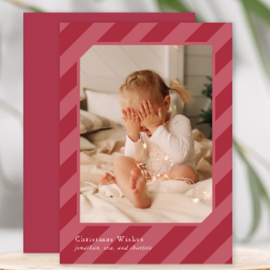 Stijlvolle kerststrepen Foto Feestdagenkaart