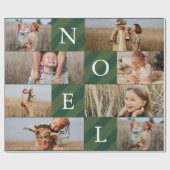 Stijlvolle Kerststrepen Fotocollage Vakantie Cadeaupapier (Vlak)