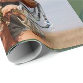 Stijlvolle Kerststrepen Fotocollage Vakantie Cadeaupapier (Rol Hoek)