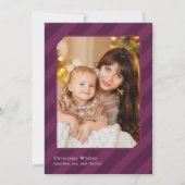 Stijlvolle kerststrepen gewoon elegante foto feestdagenkaart (Voorkant)