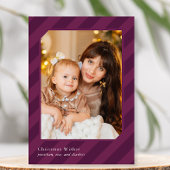 Stijlvolle kerststrepen gewoon elegante foto feestdagenkaart