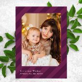 Stijlvolle kerststrepen gewoon elegante foto feestdagenkaart