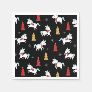 Stijlvolle kerstunicorns Winter Snowflakes Trein Servet