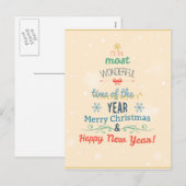 Stijlvolle kerstvakantie Groet typografie Feestdagenkaart (Voorkant / Achterkant)