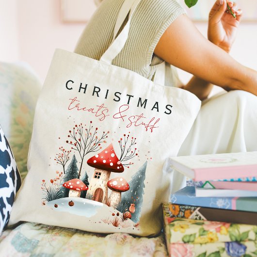 Stijlvolle kerstwinter Woodland Shopping Tote Bag
