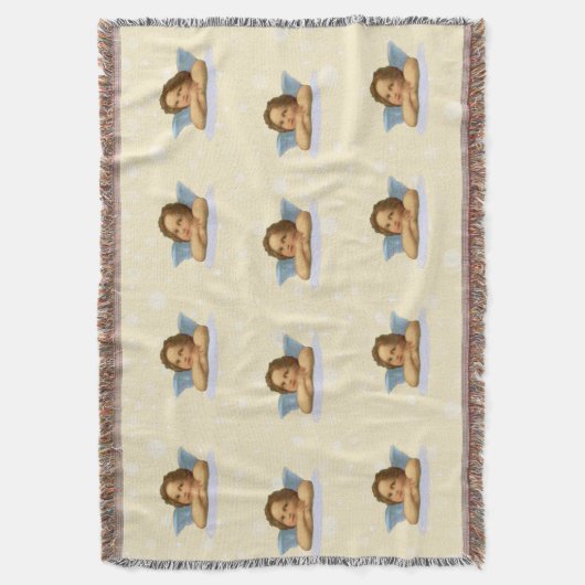 Stijlvolle  kerubs en lichtorbs op ivoor deken (Voorkant Verticaal)