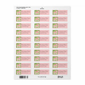 Stijlvolle kinderwagen roze wit & groen etiket (Full Sheet)