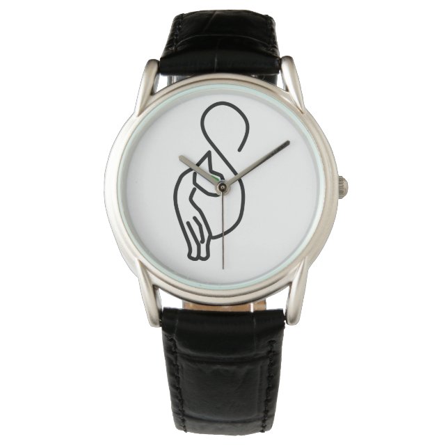 Stijlvolle Kitty Cat Outline Horloge (Voorkant)