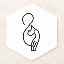 Stijlvolle Kitty Cat Outline Kartonnen Onderzetters