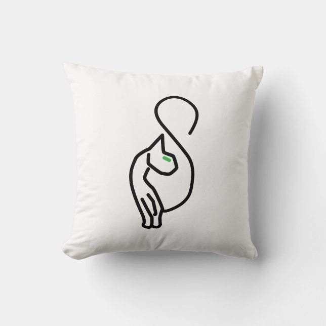 Stijlvolle Kitty Cat Outline Kussen (Voorkant)