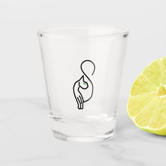 Stijlvolle Kitty Cat Outline Shot Glas (Voorkant)
