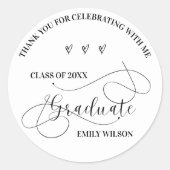 Stijlvolle klas van 2025 Bedankt Script Afstuderen Ronde Sticker (Voorkant)