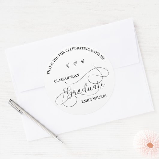 Stijlvolle klas van 2026 Bedankt Script Afstuderen Ronde Sticker (Envelop)