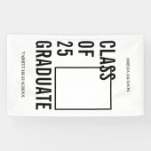 Stijlvolle klasse van 2025 witte foto Afstuderen Spandoek (Horizontaal)