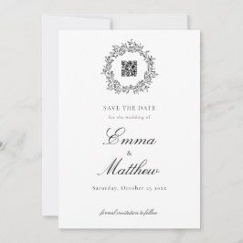 Stijlvolle Klasse Weide Wilde Bloemen in Zwart & W Save The Date