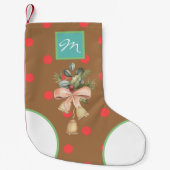 Stijlvolle, klassieke elegante stippen met een bru kleine kerstsok (Voorkant)