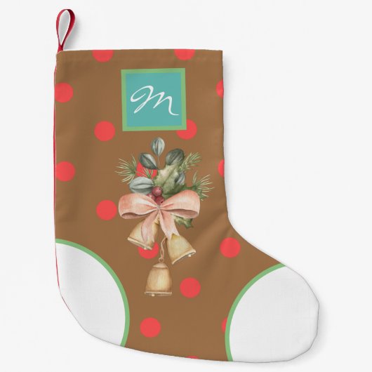 Stijlvolle, klassieke elegante stippen met een bru kleine kerstsok (Voorkant)