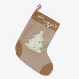 Stijlvolle klassieke monogram schattige bruine ach kleine kerstsok