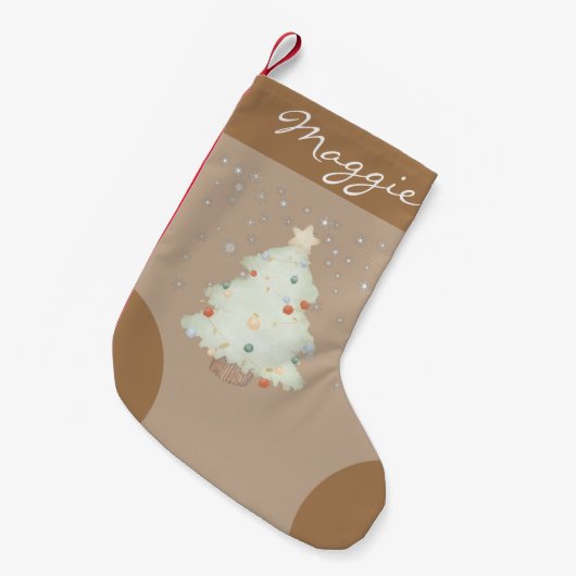 Stijlvolle klassieke monogram schattige bruine ach kleine kerstsok (Voorkant (Hangend))