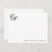 Stijlvolle klassieke monogram script paar briefpap notitiekaartje (Voorkant / Achterkant)