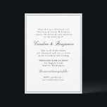 Stijlvolle klassieke rand script legant Wedding RS Kaart<br><div class="desc">Stijlvolle formele klassieke traditionele uitnodigende uitnodiging voor weddenschappen met een smalle rand in zwart-wit en online RSVP-gegevens</div>