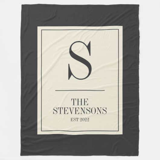 Stijlvolle klassieke serie Monogram Est Black Whit Fleece Deken (Voorkant)