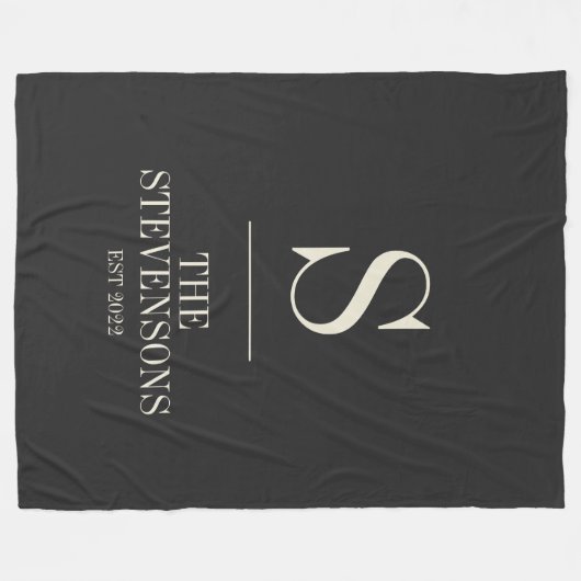Stijlvolle klassieke serie monogram op datum zwart fleece deken (Voorkant (Horizontaal))