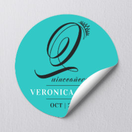 Stijlvolle klassieke Tiara Turquoise 15e Quinceañe Ronde Sticker