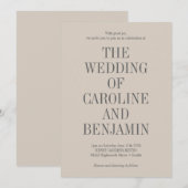 Stijlvolle klassieke typografie Elegant Beige Wedd Kaart (Voorkant / Achterkant)