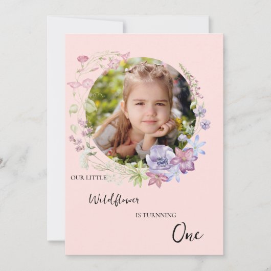 Stijlvolle kleine Wildbloestuin meisje, 1ste verja Kaart (Voorkant)