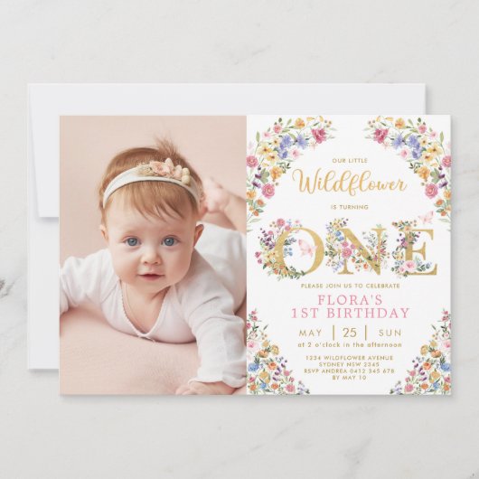 Stijlvolle kleine Wildbloestuin meisje, 1ste verja Kaart (Voorkant)