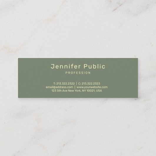 Stijlvolle kleur Elegant Modern Sjabloon Professio Mini Visitekaartje (Achterkant)