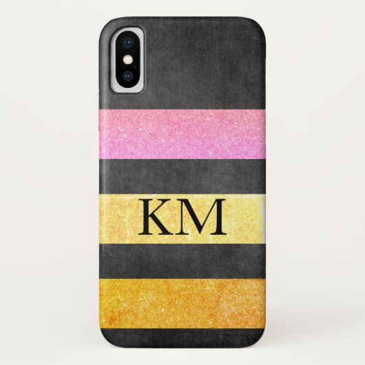 Stijlvolle kleur glitter met monogram Case-Mate iPhone case (Achterkant)