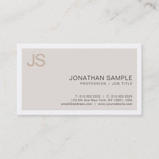 Stijlvolle kleur Modern Slank Monogram Duidelijke  Visitekaartje (Voorkant)