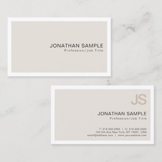 Stijlvolle kleuren Modern Clean Monogram Plain Tre Visitekaartje (Voorkant / Achterkant)