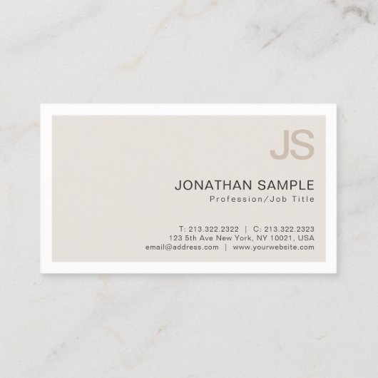 Stijlvolle kleuren Modern Clean Monogram Plain Tre Visitekaartje (Achterkant)