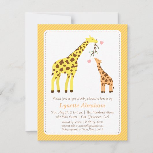 Stijlvolle kleurige Giraffe Baby Shower-uitnodigin Kaart (Voorkant)