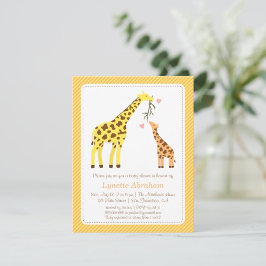 Stijlvolle kleurige Giraffe Baby Shower-uitnodigin Kaart (Staand voorkant)