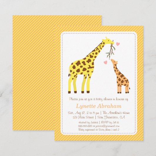 Stijlvolle kleurige Giraffe Baby Shower-uitnodigin Kaart (Voorkant / Achterkant)