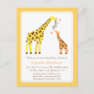 Stijlvolle kleurige Giraffe Baby Shower-uitnodigin Kaart