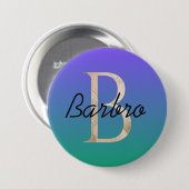 Stijlvolle kleurrijke aangepaste verloop blauwe gr ronde button 7,6 cm (Voorkant /achterkant)