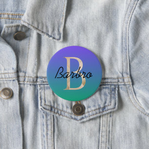 Stijlvolle kleurrijke aangepaste verloop blauwe gr ronde button 7,6 cm