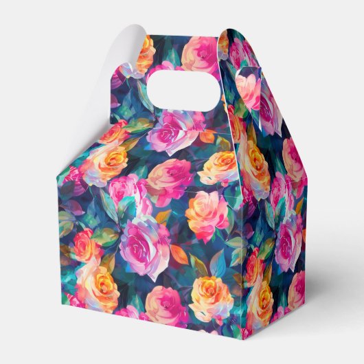 Stijlvolle Kleurrijke bloemen bruiloft Bedankdoosjes (Achterkant)