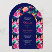 Stijlvolle Kleurrijke bloemen bruiloft boog uitnod Kaart (Voorkant / Achterkant)