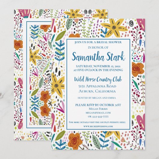 Stijlvolle, kleurrijke bloemen kaart (Voorkant / Achterkant)