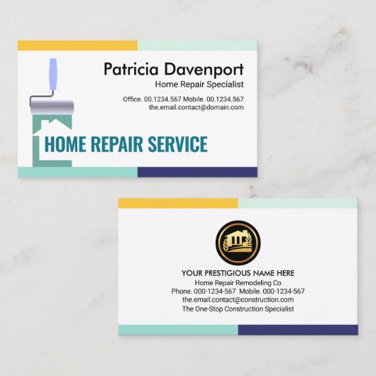 Stijlvolle kleurrijke border roller borstel visitekaartje (Voorkant / Achterkant)