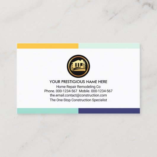 Stijlvolle kleurrijke border roller borstel visitekaartje (Achterkant)