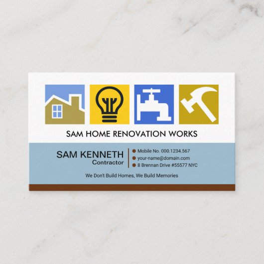 Stijlvolle, kleurrijke constructiesymbolen visitekaartje (Voorkant)