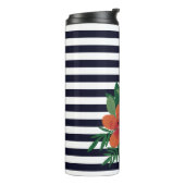 Stijlvolle, kleurrijke Floral op zwarte en witte s Thermosbeker (Gedraaid links)